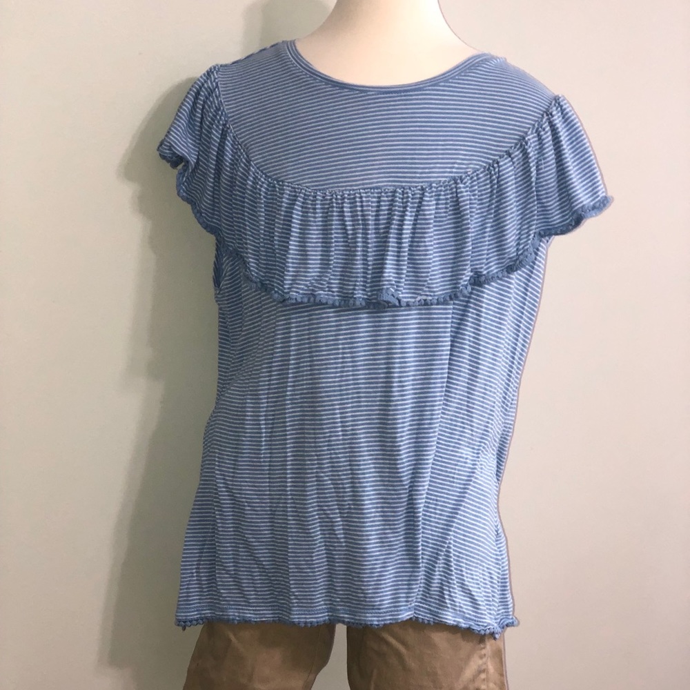 Girls blue & white striped tee